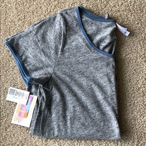 LuLaRoe Classic T Size Large Marled Grey Jean Blue